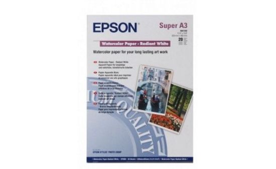 Зображення Папір A3+ Epson Watercolor Paper-Radiant White, 20 арк, 190 г/м2 (C13S041352)