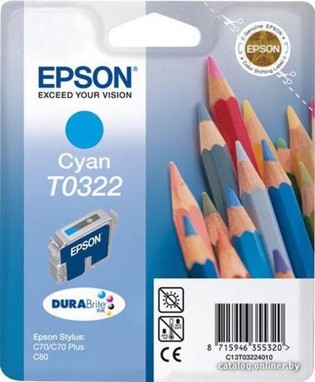 Зображення Картридж струменевий Epson St C70, C80 cyan (C13T03224010)