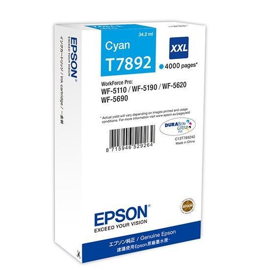 Изображение Картридж cтруменевий Epson WF-5110, WF-5620 cyan XXL (C13T789240)