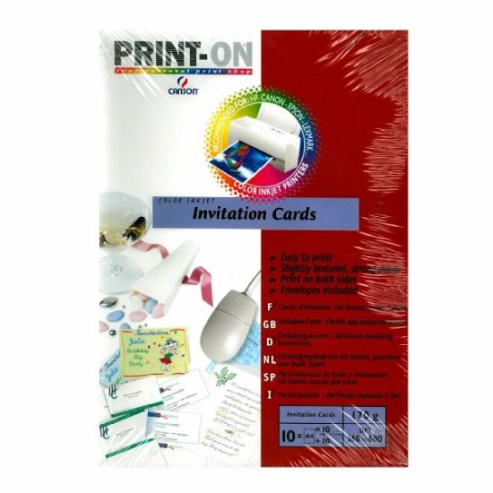 Изображение Набір Canson Print-On Invitation Cards запрошень на весілля+конверти: колір слонової кістки текстурований папір A4, 170г/м2 (TDKD611)