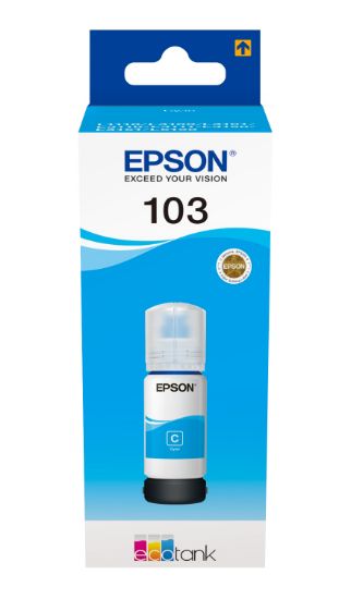 Зображення Контейнер з чорнилом Epson 103 Cyan для EcoTank (C13T00S24A)