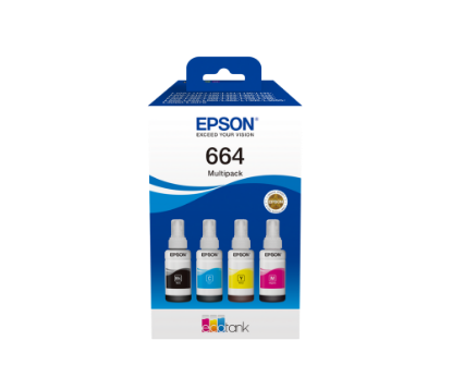 Изображение Контейнери з чорнилом  Epson 664 Multipack /C, M , Y, Bk/, 4 x 70мл (C13T66464A)