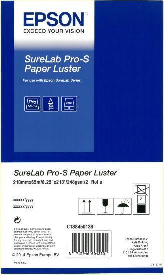 Изображение Папір Epson SureLab Pro-S Paper Luster BP A4x65 2 rolls (C13S450138BP)