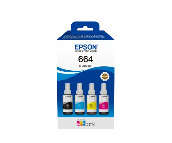 Изображение Контейнери з чорнилом  Epson 664 Multipack /C, M , Y, Bk/, 4 x 70мл (C13T66464A)