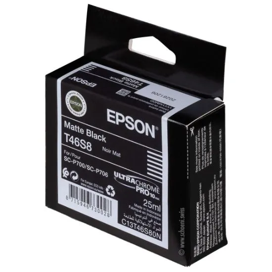 Зображення Картридж cтруменевий Epson Singlepack T46S8 Matte Black для SureColor SC-P700, 25 мл (C13T46S80N)